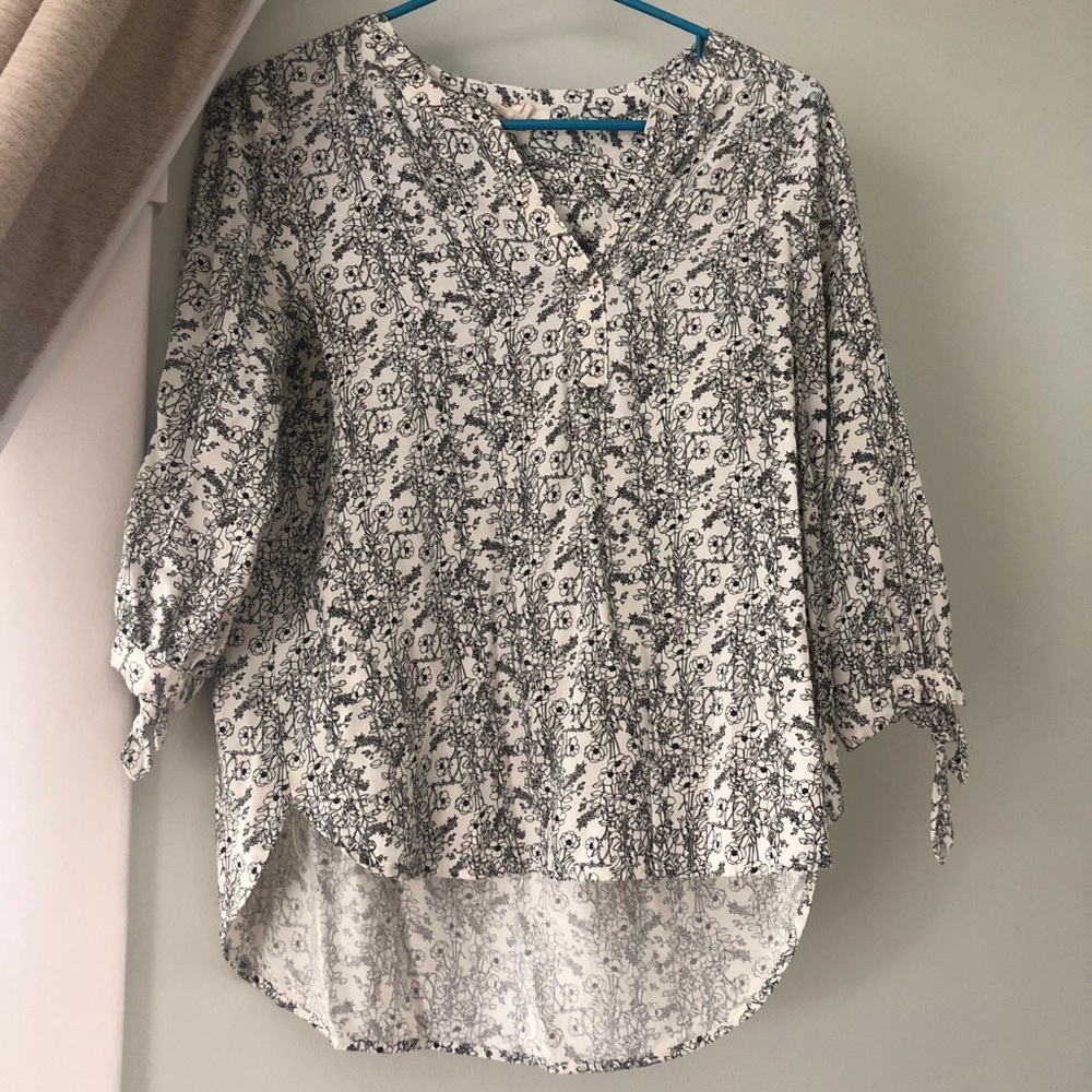 Floral Print 3/4 Length Blouse